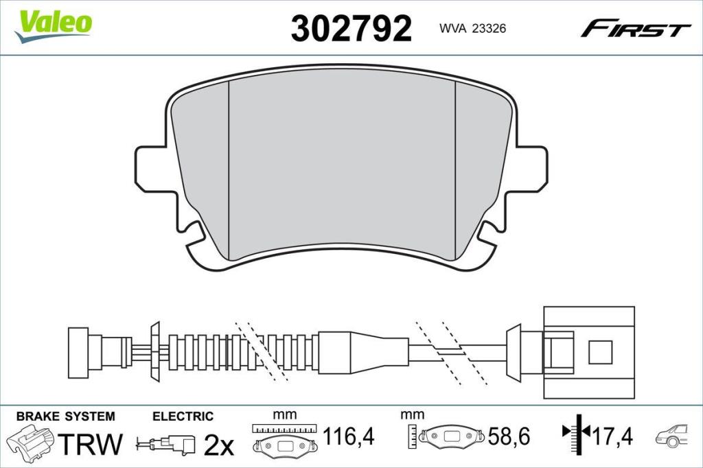 Jogo de 4 pastilhas de travão VALEO ref. 302792